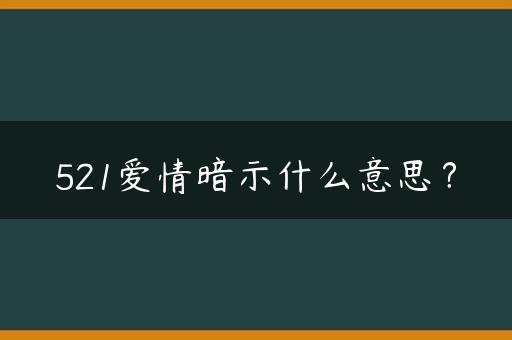 521爱情暗示什么意思？